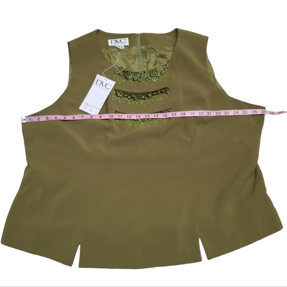 DVC EXCLUSIVE SHIRT WOMENS SIZE 24 GREEN SLEEVELESS BLOUSE BACK ZIP NEW - Picture 8 of 14